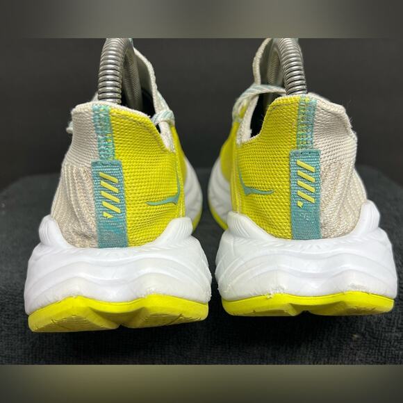 Hoka One One Carbon X 3 White Neon Yellow Athletic Running Shoes Women Size 6.5B - Picture 6 of 10